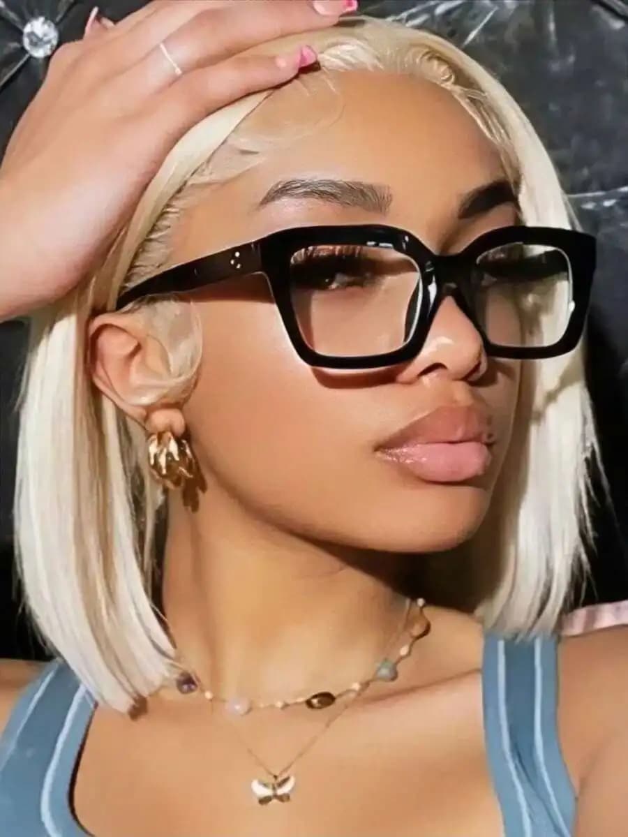 1 PC Square Frame Eyeglasses Clear Lens For Reading, Gaming, TV,Computer And Phones Glasses Accessories For Women Men