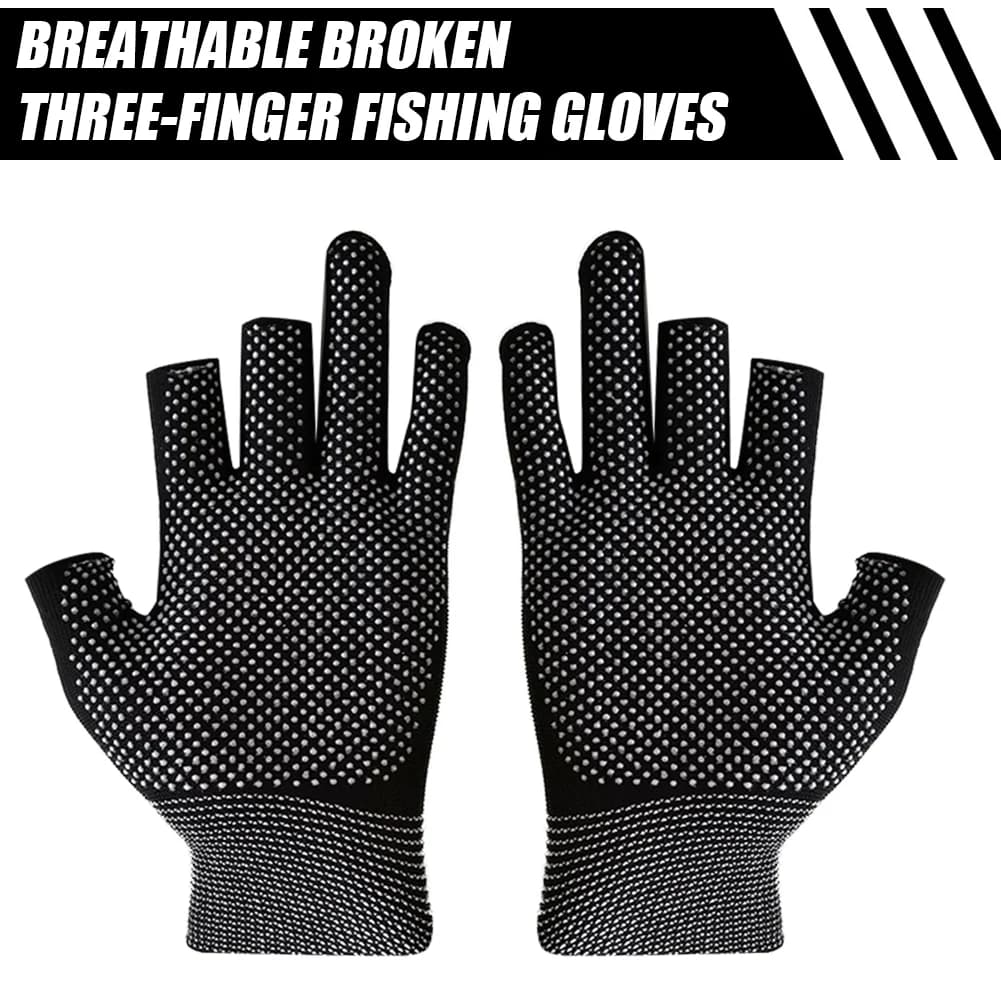 Men's Summer Fishing Gloves Three-tip Cut Gloves For Fishing Sun Protection Thin Gloves Breathable by Male Anti-slip Cycling