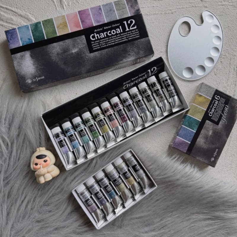 10ml-Tube Japanese Charcoal Powder Watercolor Paint Pearlescent Series Artist Hand-painted Color Sketch Transparent Water Color