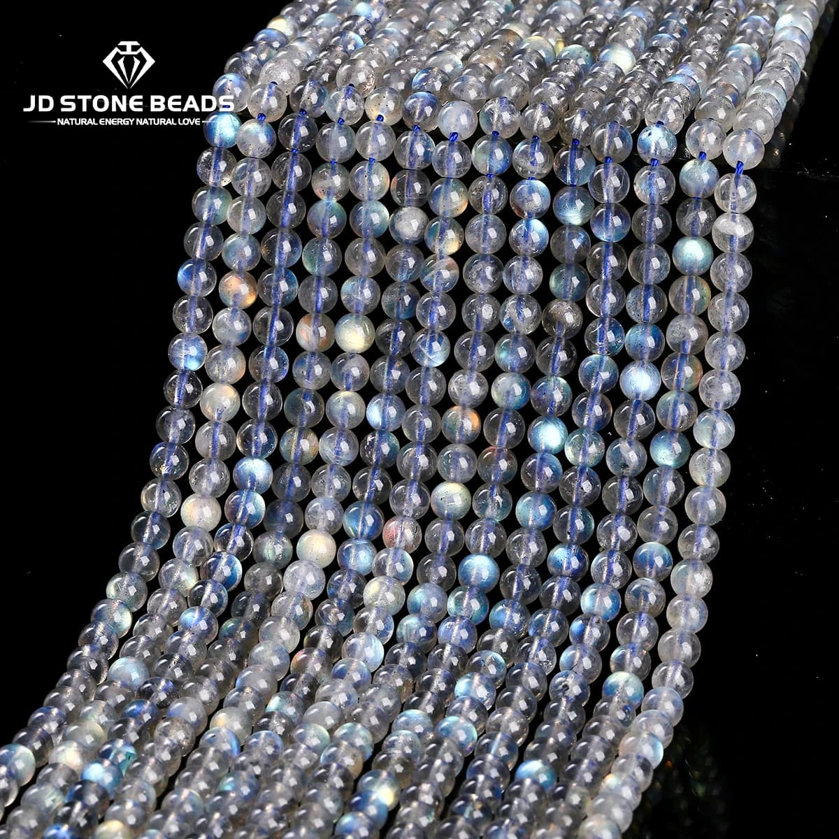 7A Pietra naturale Perline di pietra di luna grigia Perline di pietra preziosa labradorite distanziatore allentato per la creazione di gioielli Accessorio per bracciale collana fai da te