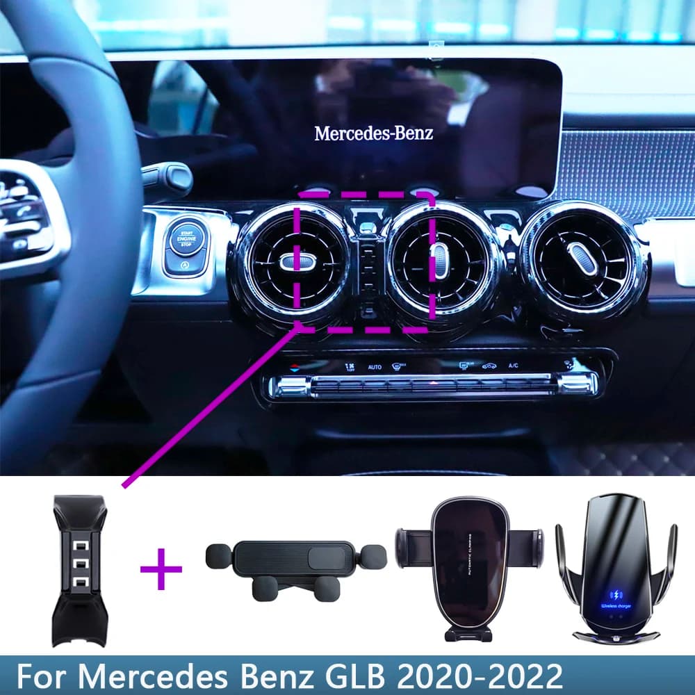 Car Phone Holder For Mercedes Benz GLB X247 2020 2021-2024 Fixed Bracket Stand Mobile Gravity Linkage Car Interior Accessories