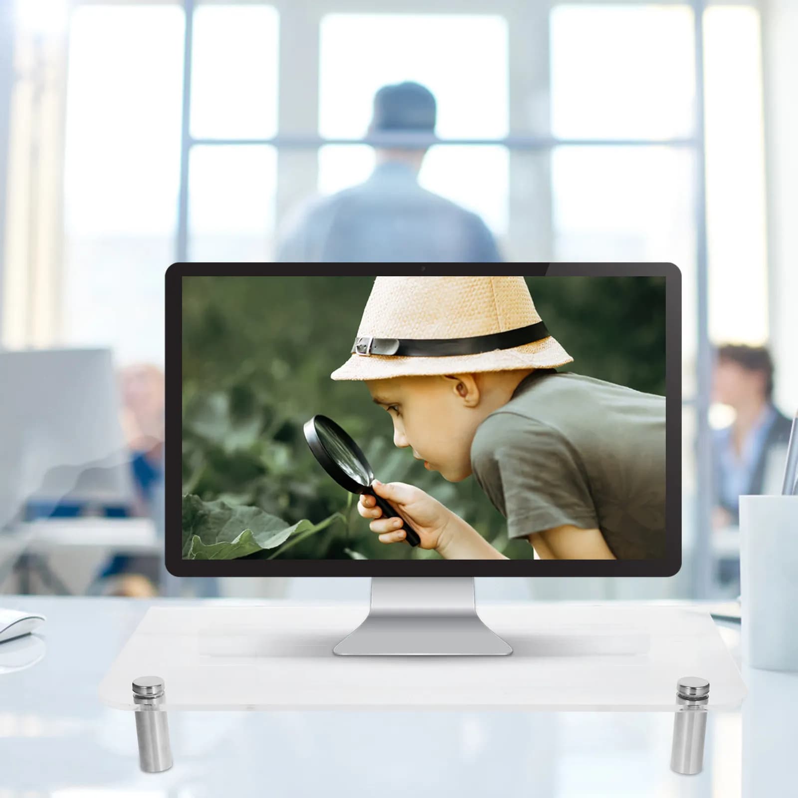 Supporto Multifunzionale per Monitor, Rialzo per Scrivania, Laptop e Schermo del Computer, Struttura Robusta in Acrilico, Organizzatore da Scrivania
