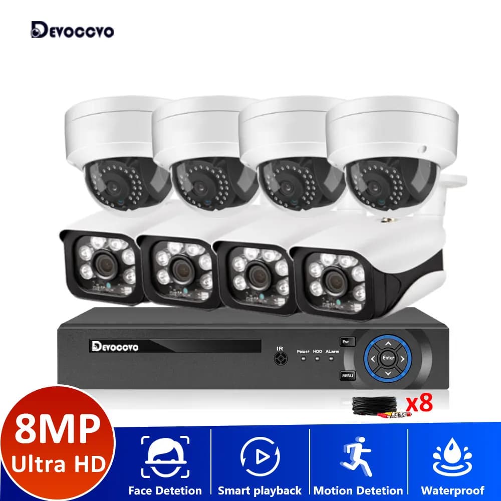 Kit DVR CCTV AHD 4K Ultra HD 8CH 4K Ai Face Detection BNC Telecamera di sicurezza Sistema di videosorveglianza Set Kit NVR XMEYE a 8 canali