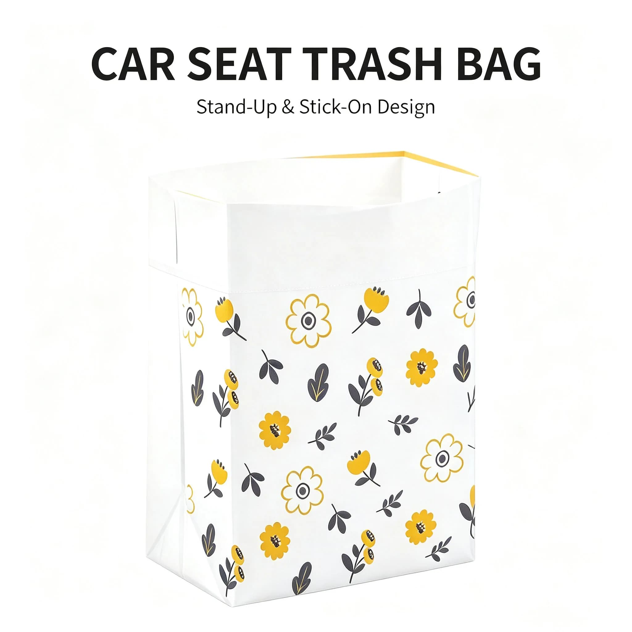 Stand‑Up Sticky Car Trash Bags, Leak‑Proof Seamless Bottom, Easy‑to‑Peel No Residue, Dry & Wet Waste Dual‑Use, For Car Interior & Desktop, Reusable Disposable Garbage Bag for Drivers Household, Vehicle Self‑Adhesive Litter Bin Organizer 15pcs