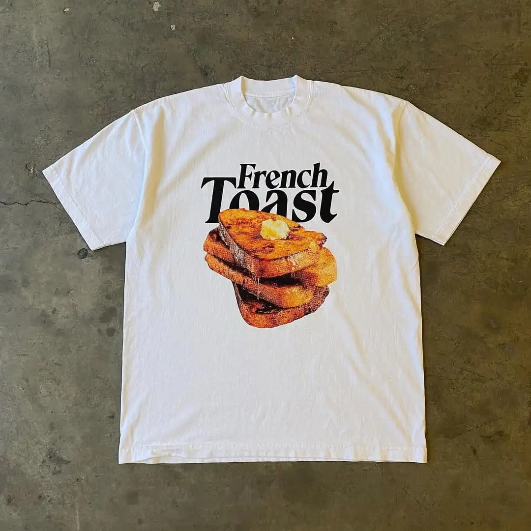 T-shirt a maniche corte Bread White Direct Spray 220G traspirante, versione spalla, stile scolastico, casual, in cotone, di Wang Studio
