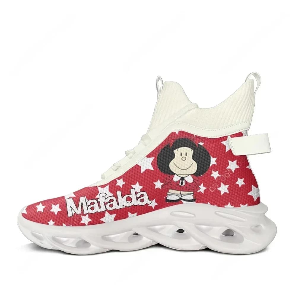 Mafalda High Top Sneakers Anime Manga Men's Sports Gymnastics Shoes, Women's, For Teenagers, Running Shoes, Sneakers with Laces in Network, Customized Shoes
