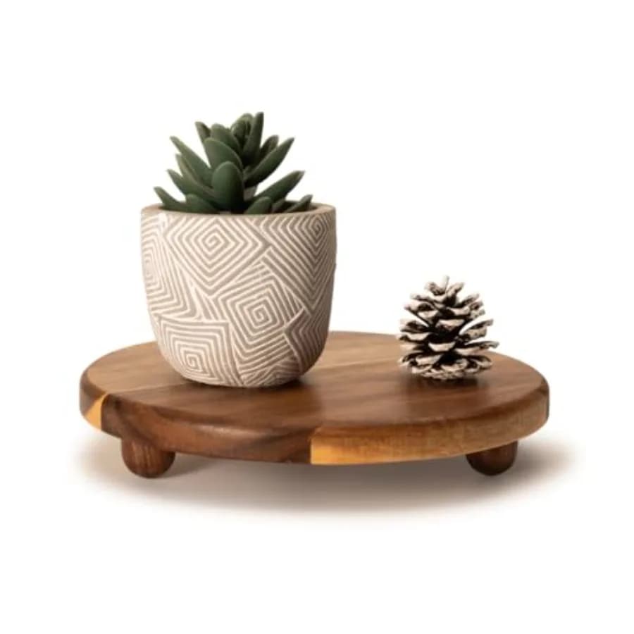 Piccolo piedistallo rotondo in legno di acacia Supporto decorativo in legno per fattoria per esposizione Supporto in legno Vassoio per sapone Porta piante per candele K