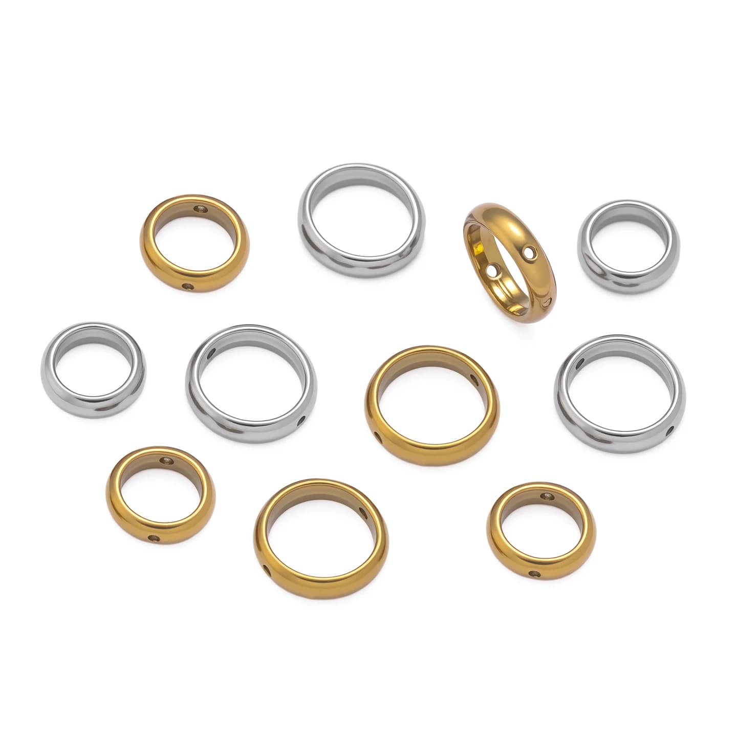 5 pcs/Two Hole Stainless Steel Round Round Drawing Frame Beads for Bracelet Necklace Diamonds Jewelry Accessories