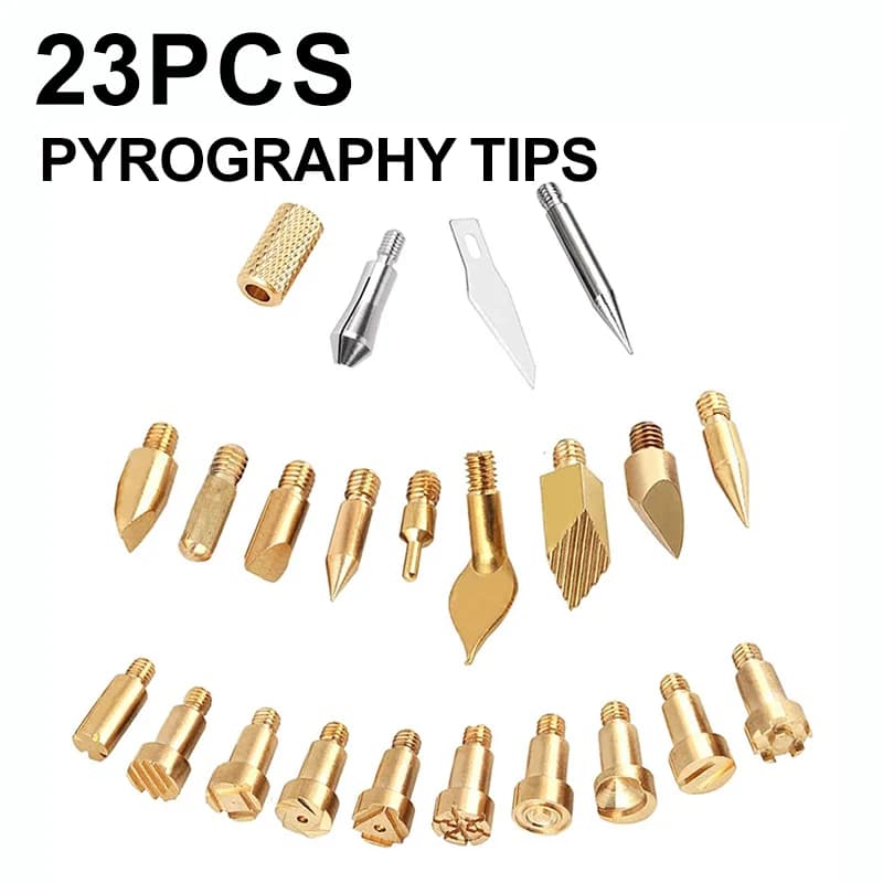 23 punte per pirografia, kit di strumenti per legna, punta in ferro da intaglio per goffratura/adulti/impianti/compleanno/anniversario di matrimonio fai da te