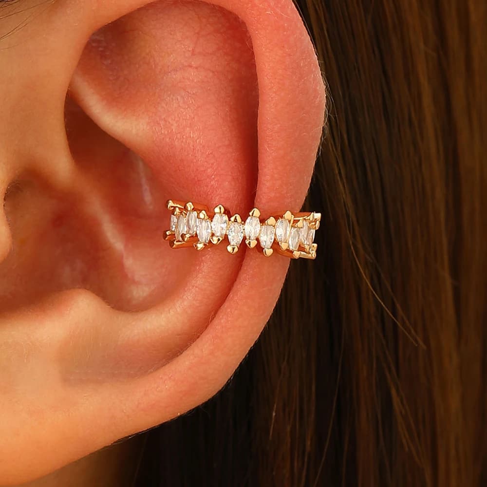 1 pz vendita calda cavallo occhio zircone orecchini clip sull'orecchino per le donne ragazze nessun falso piercing orecchini cartilagine anello orecchio senza foro