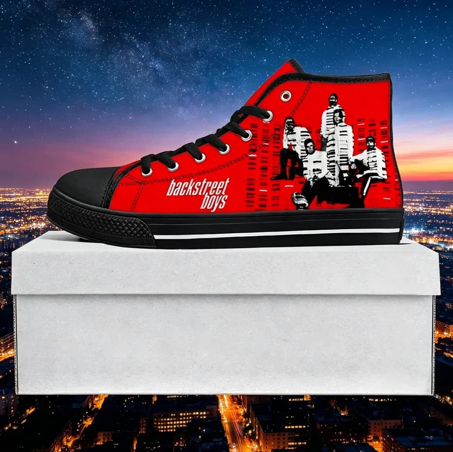 Backstreet Boys Sneakers alte con stampa all-over da uomo e da donna, classiche in tela, antiscivolo, per tutti i giorni, casual