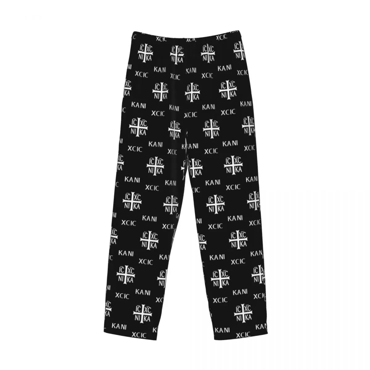 Custom IC XC NIKA Cross Christian Orthodox Jesus Chris Pajama Pants Men Sleepwear Sleep Lounge Bottoms with Pockets