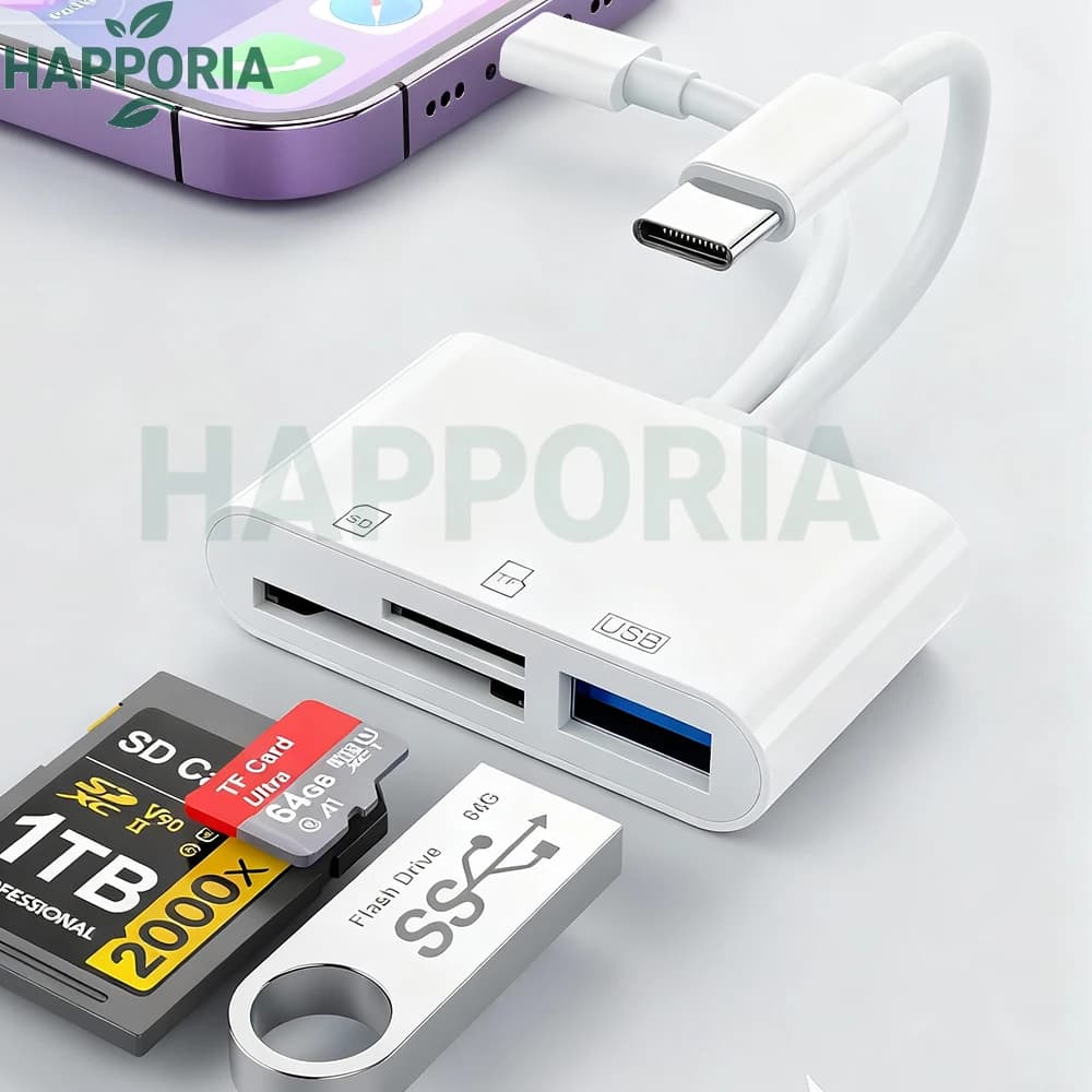 Lettore di schede CF SD TF USB 3.0 tipo C 5 in 1 per iPhone 14 15 16 iPad MacBook Android Huawei Adattatore OTG per laptop Nessun APP richiede