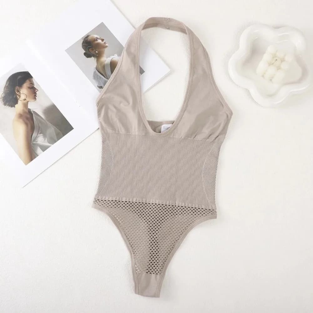 Seamless modeling body with American neckline, belly control, thong, waistline, slender belt, molding underwear.