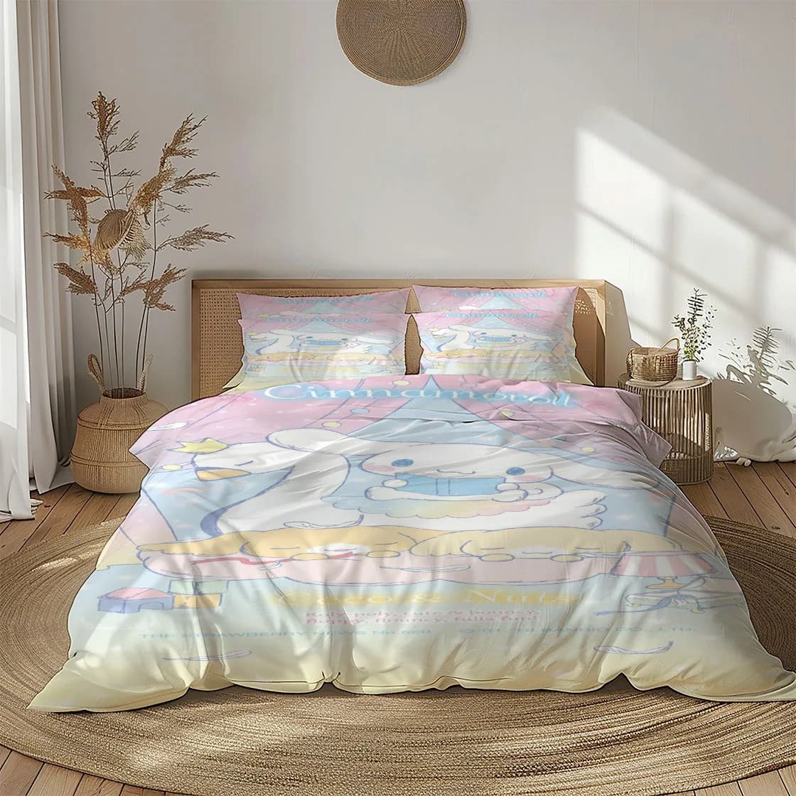 Cinnamoroll Kawaii Duvet Cover Set Uk Single Double King US Twin Full Queen King Bed Linen Set