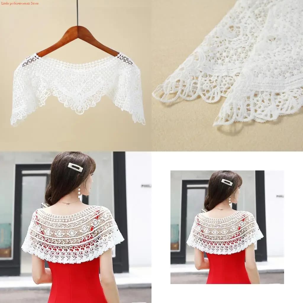 F92D Donne Ricamo Floreale Scialle Pizzo Avvolgere Scrollata Spalle Maglia Pura Nappe Mantella da Sposa Stola Vintage da