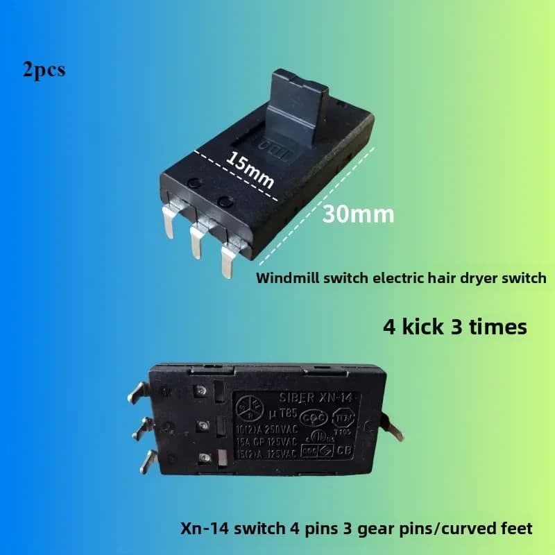 1 pcs XN-14 for PHILIPS hair dryer switch 4 feet dial 3 times 4 feet 3 marches pin/foot curvo