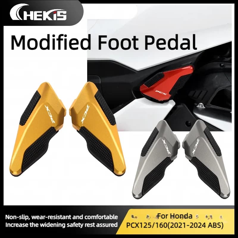 Gli accessori moto originali Chekis sono adatti per Honda 2021-2024 Pcx125 Pcx160 Versione Abs Pedali posteriori speciali Pedali passeggeri Pedali posteriori antiscivolo Modifica pedali sinistro e destro in lega di alluminio