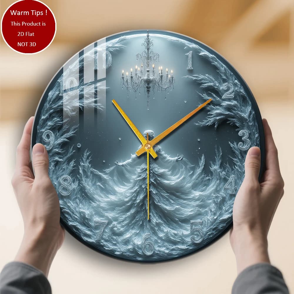 Tempered Glass Wall Clock Ice Queen Chandelier Frozen Dress Suitable for wall decoration or table display anywhere