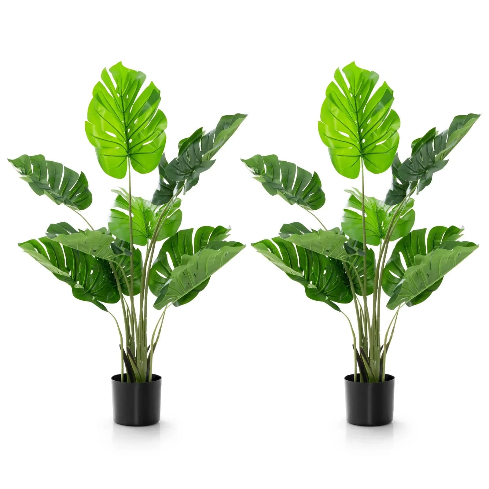 4FT Fake Monstera Deliciosa Plant 2PCS Artificial Tree Indoors/Outdoors