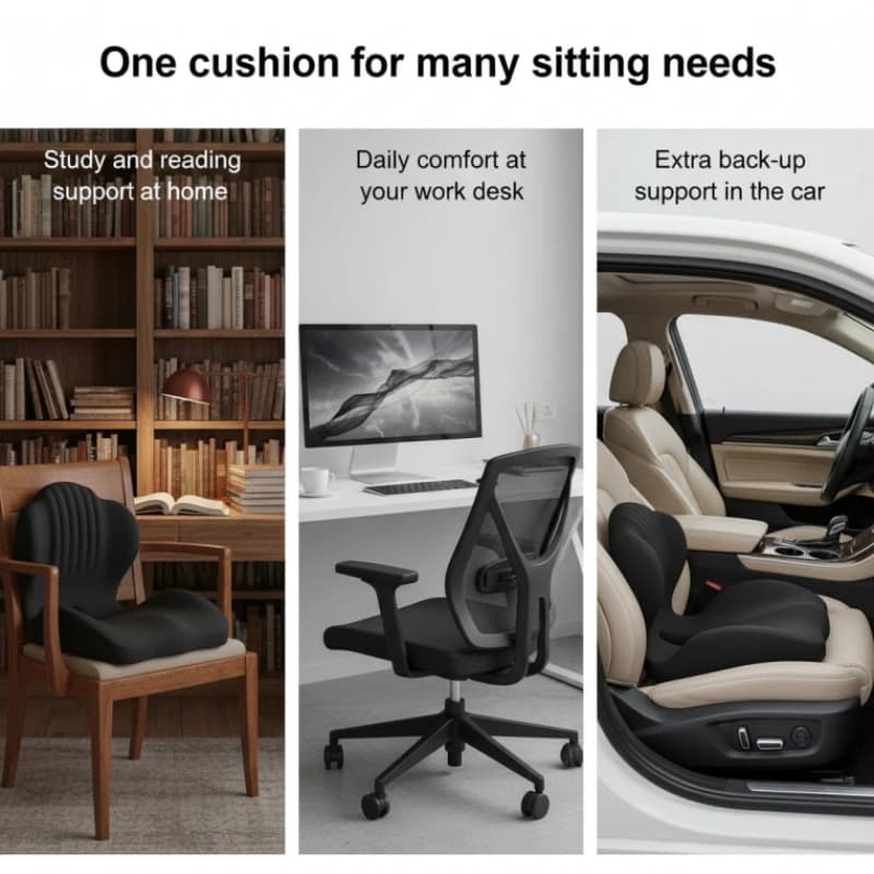 Cuscino Ergonomico in Memory Foam per Seduta e Supporto Lombare, Allevia la Pressione, per Sedia da Ufficio, Auto e Casa