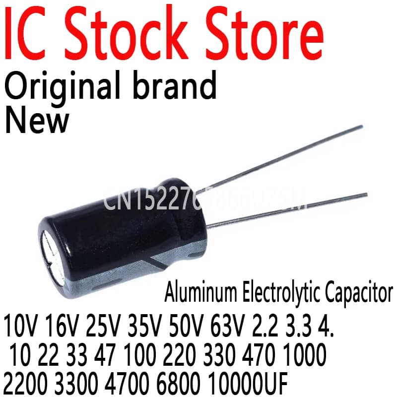 Aluminum Electrolytic Capacitor 10V 16V 25V 35V 50V 63V 2.2 3.3 4.7 10 22 33 47 100 220 330 470 1000 2200 3300 4700 6800 10000UF