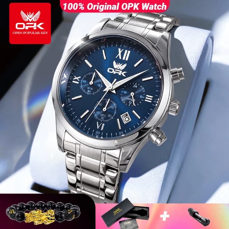 OPK 6052 Men's watch with automatic date, stainless steel strap, high quality men's watches