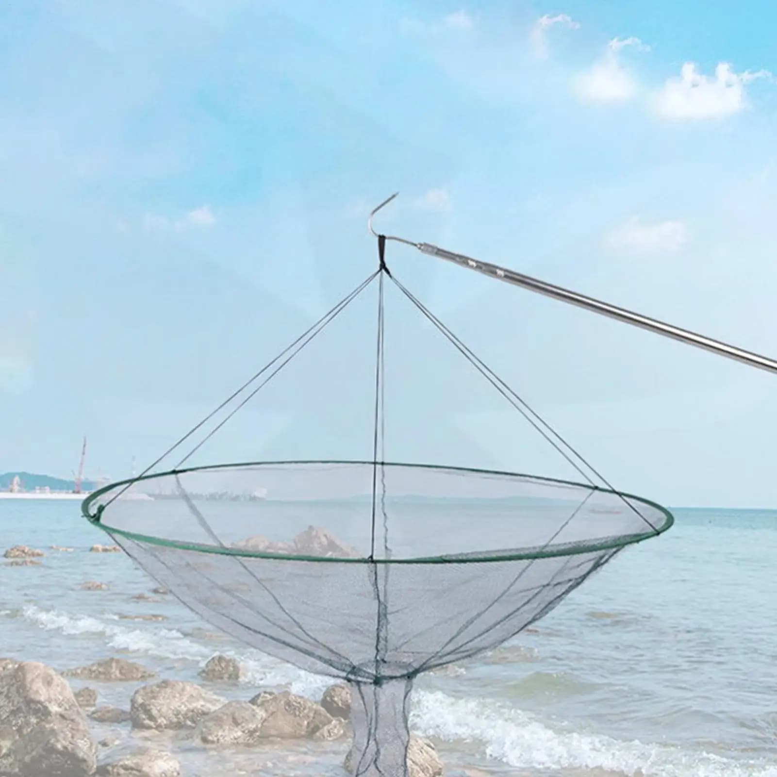 Rete da pesca a cerchio in acciaio morbido, grande rete rotonda a ponte per la pesca, reti da lancio per la pesca, rete pieghevole per pesce gatto per esterni