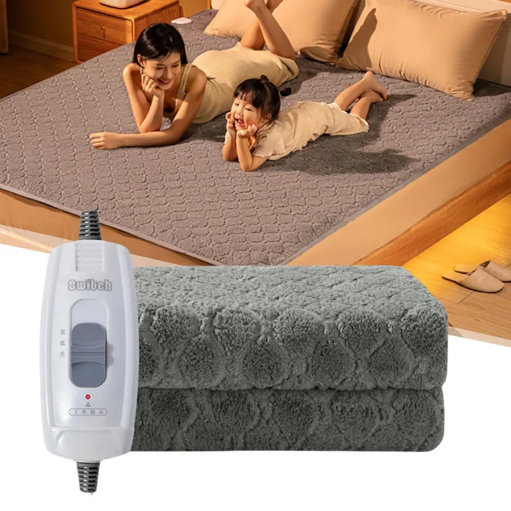 Coperta elettrica in peluche da 1.5M coperta invernale calda in velluto coperta termica coperta riscaldata tappetino riscaldante elettrico grigio per letto