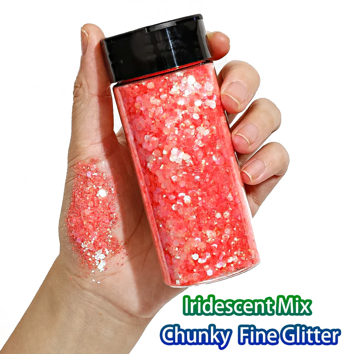 80G/2.85OZ Lridescent Mix Chunky Glitter per unghie Decorare, adatto per glitter per unghie, fai da te, feste, decorazioni natalizie Glitter