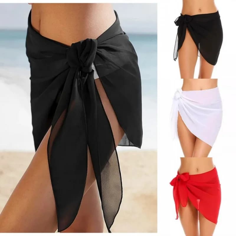 Women Stage Dance Cosplay Party Chiffon Short Skirt Night Club Hip Scarf Beach Bikini Wrap Swimsuit Bathing Coverups Swimwear