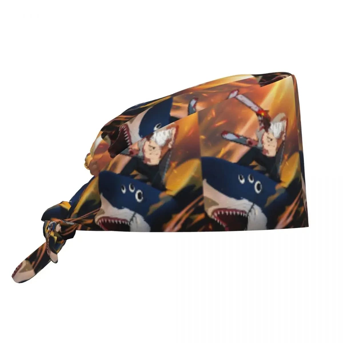 Shark And Denji Chainsaw Man Anime Scrub Hat Doctor Working Surgical Cap Men Women Adjustable Nursing Caps for Dentist
