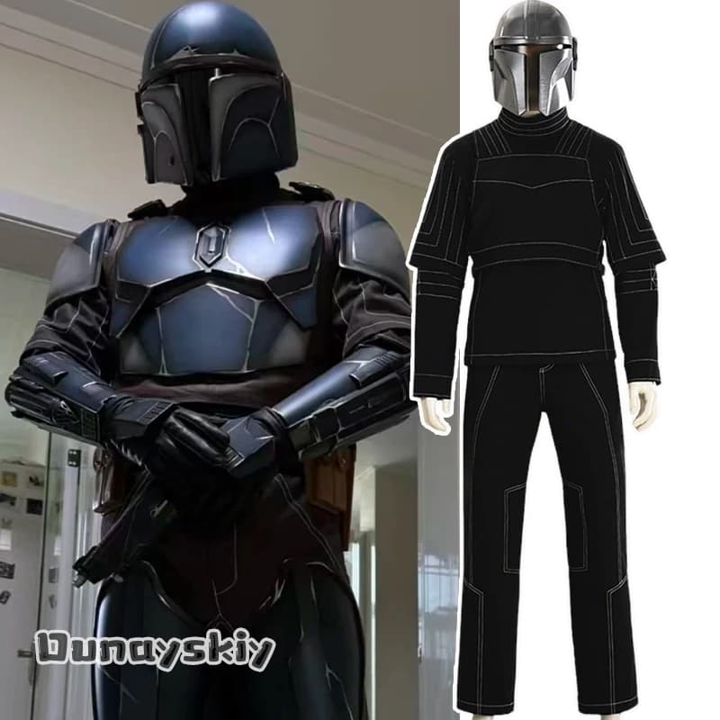 Costume Cosplay Din Djarin, Abiti Mandaloriani con Mantello, Accessorio Casco per Adulti, Decorazione per Travestimento di Halloween