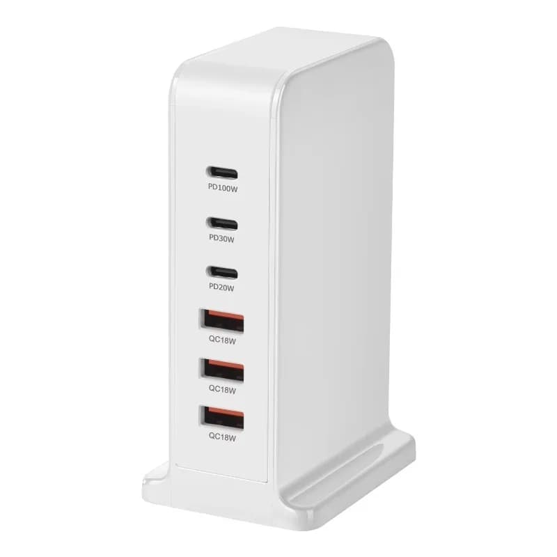 Caricabatterie da Viaggio Originale per Smartphone, Tablet e Laptop, 6 Porte, 168W 100W 30W 20W, Adattatore USB C GaN a Ricarica Rapida