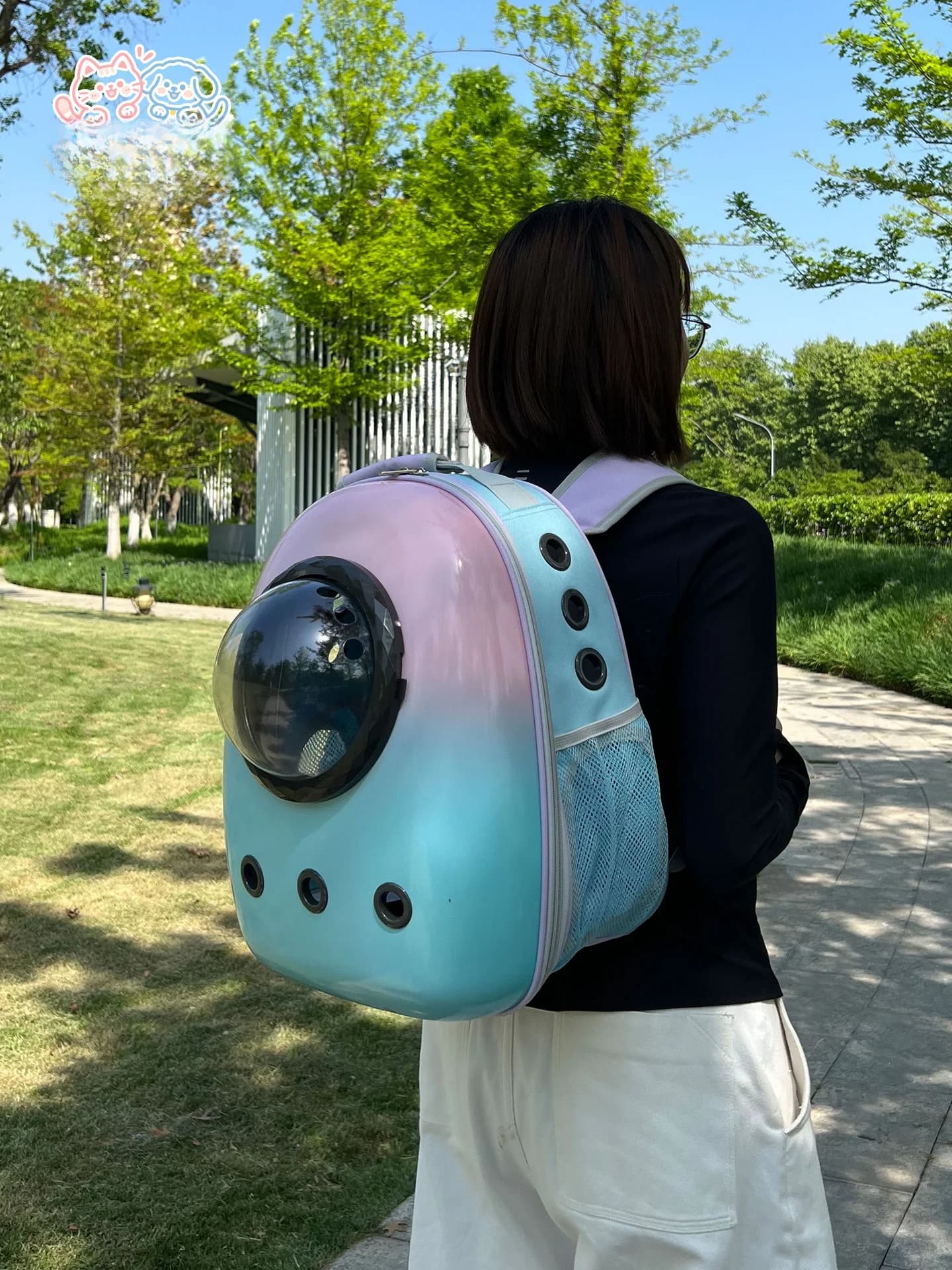 Zaino per animali domestici Spacecraft, borsa da viaggio portatile per cani, borsa da trasporto per animali domestici per esterni, borsa a tracolla doppia per gatti e cani