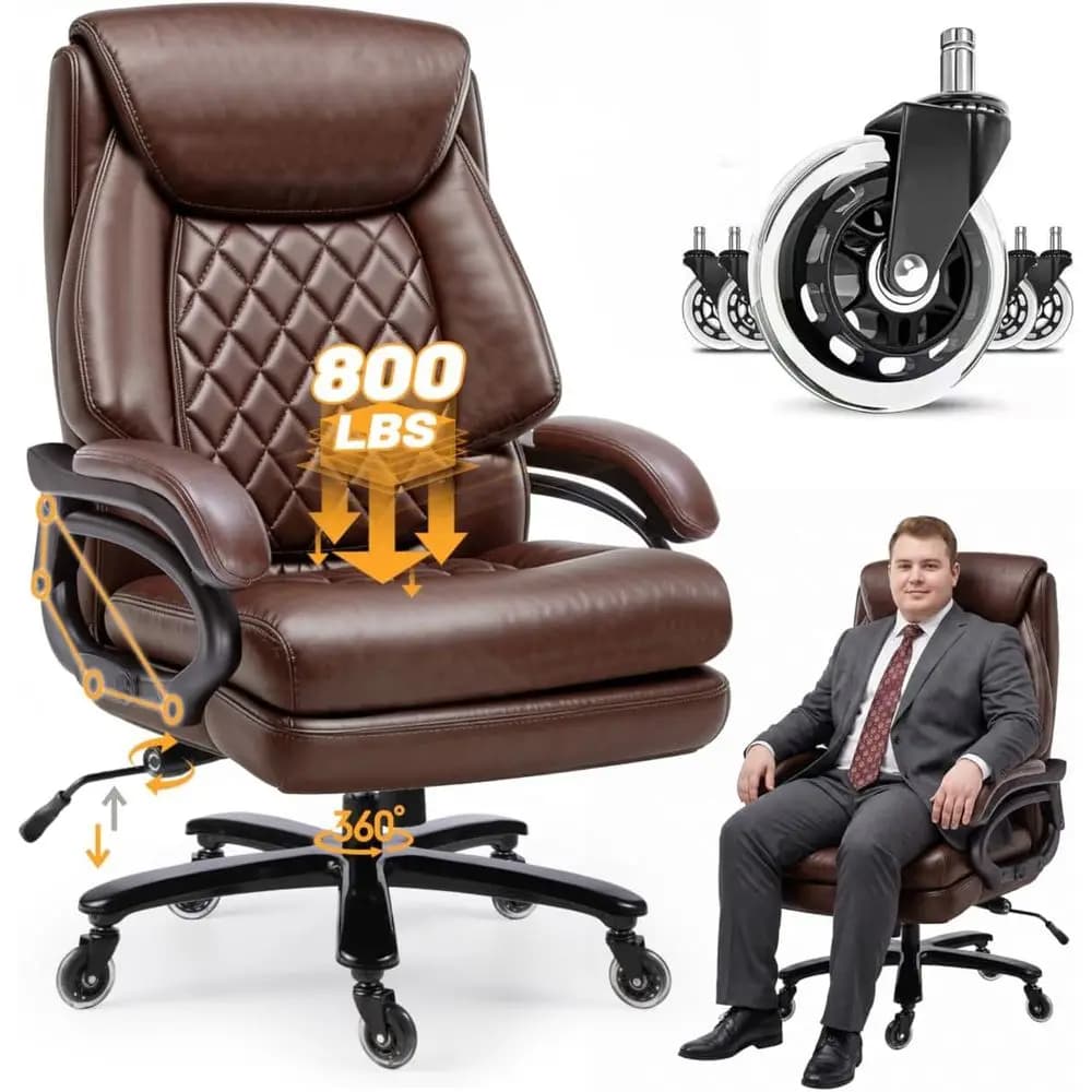 Sedia da ufficio ergonomica con schienale alto e supporto lombare regolabile, seduta ampia per lavori prolungati o gaming, sedia da scrivania resistente