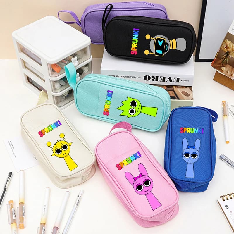 Sprunki Student Pencil Case Cartoon Cute Pen Bag Fashion Large Capacity Stationery Storage Bag Pen Pouch Kawaii Pencil Bag Gift