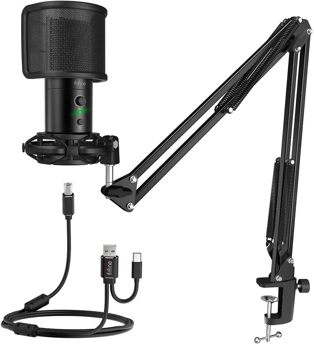 Kit microfono da gioco USB con supporto da braccio per streaming su PC, podcast, zoom - Plug & Play