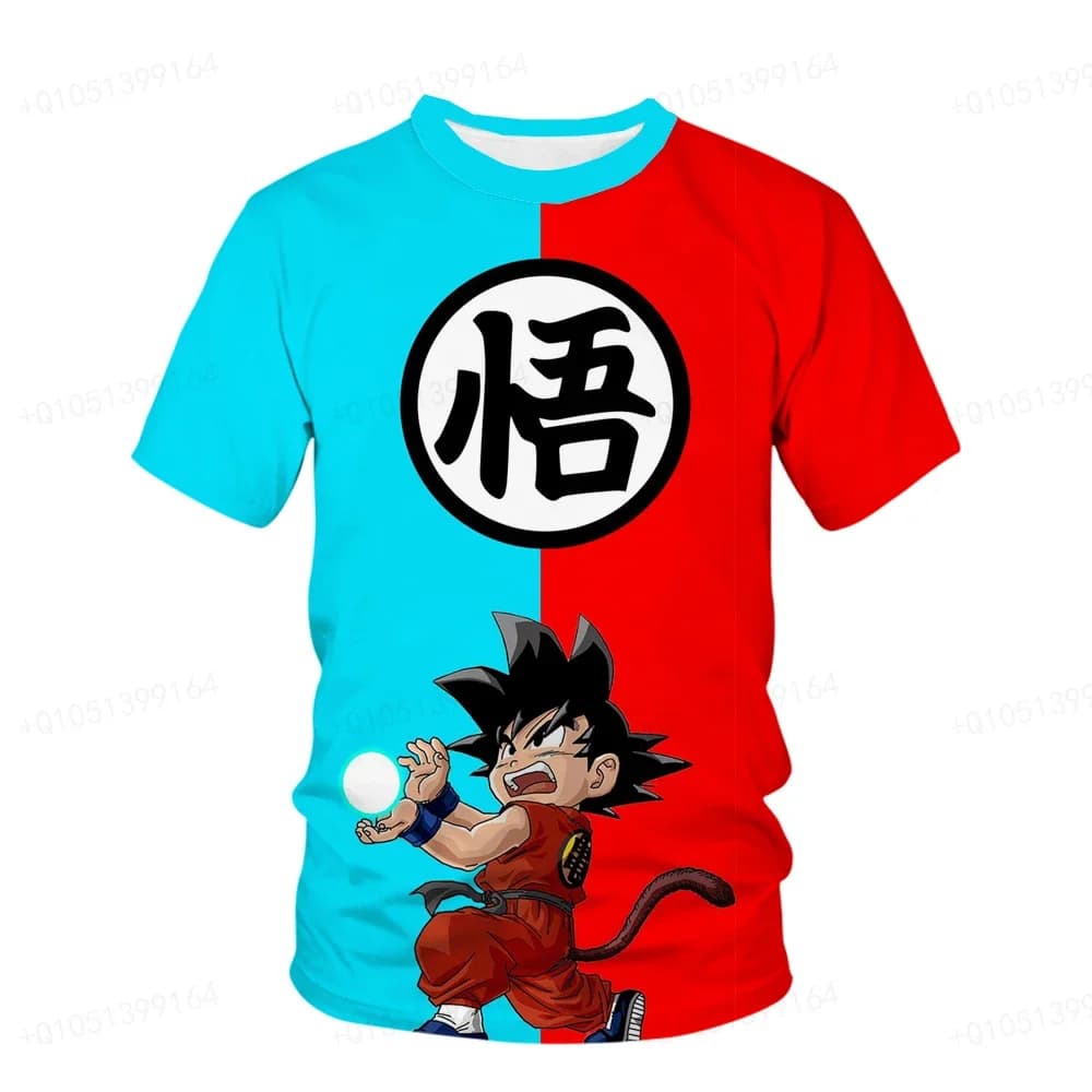T-shirt estiva per bambini Super Saiyan Dragon Ball Goku Vegeta Kakarot Abbigliamento casual a maniche corte per uomo e donna