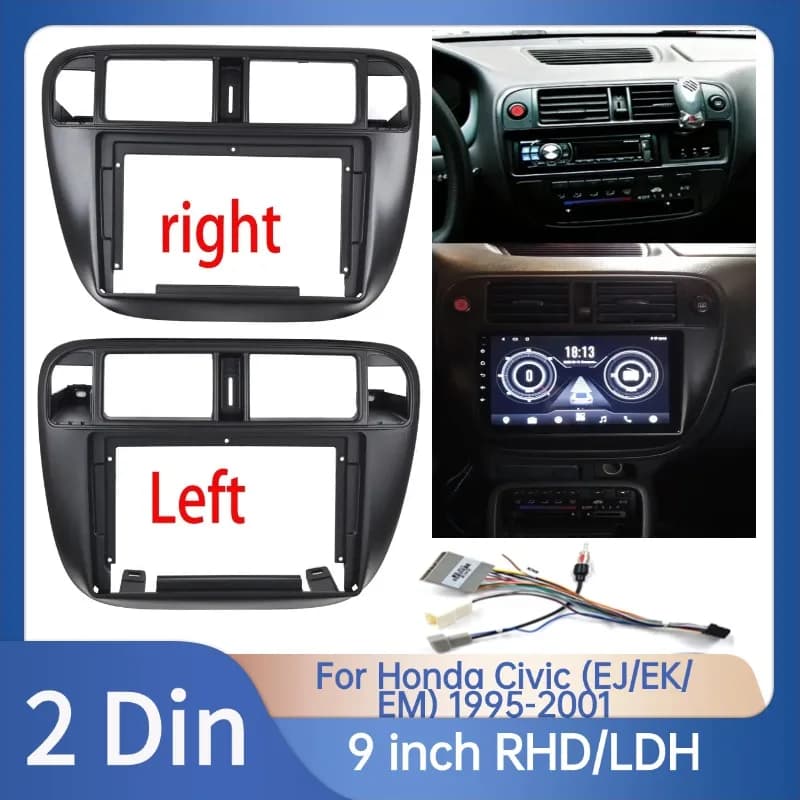 9 Inch 2DIN Android Radio Dash Fascia Trim Kit For Honda Civic EJ EK EM 1995‑2001 Car Stereo Mount Panel