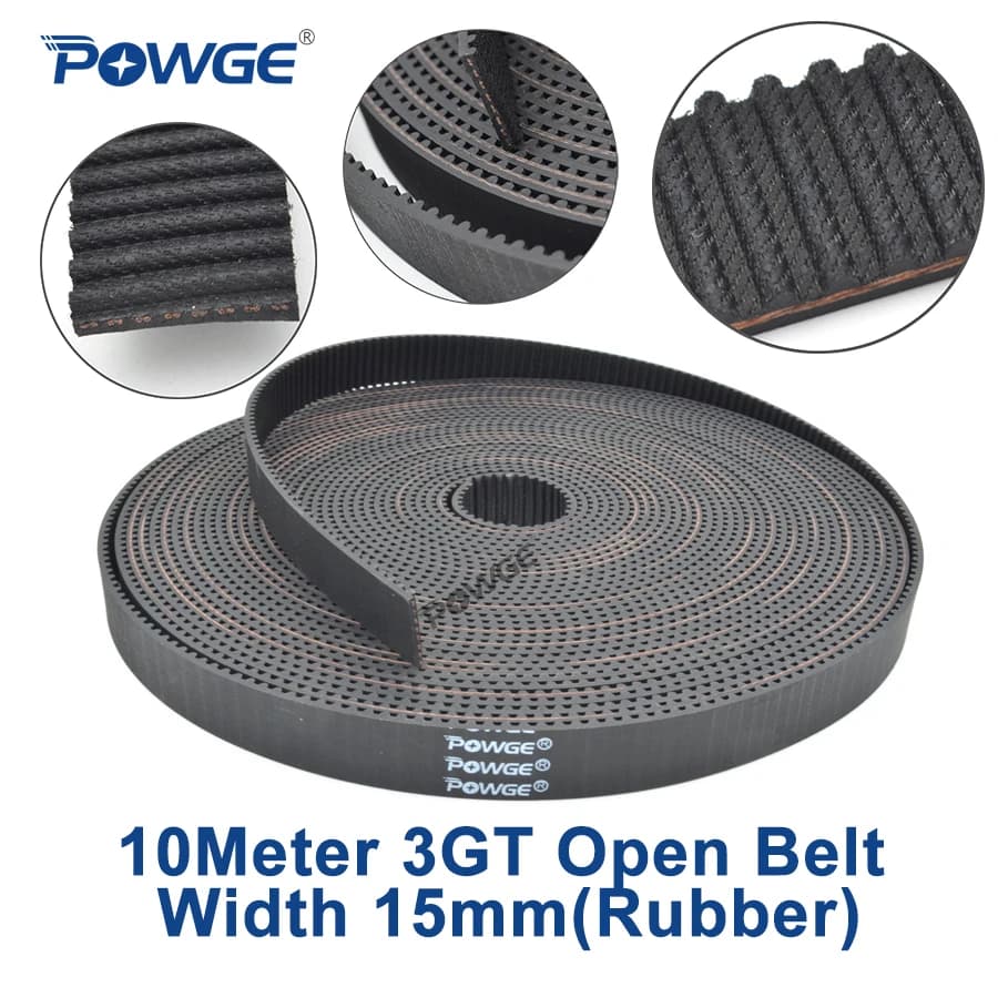 POWGE 10 meters GT 3MGT 3GT Open Single Belt Dentata 3GT 15 of Width 15 mm 3GT-15 Rubber 3KC GT3 pulley small Game 3D Printer