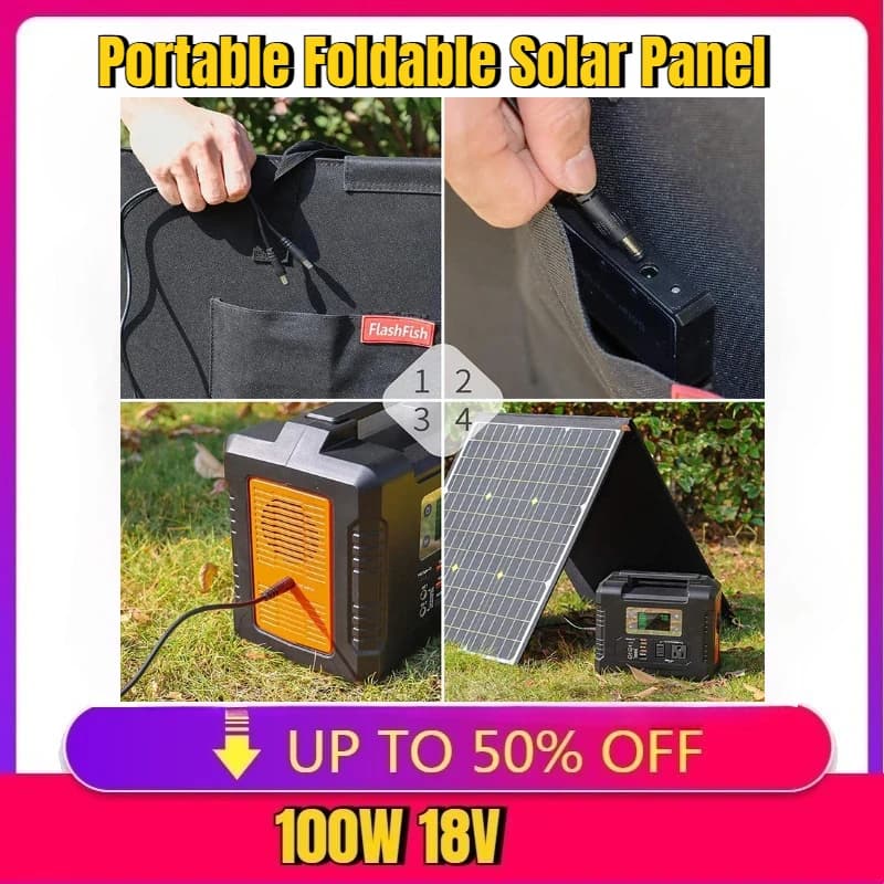 Per la stazione di potere di ricarica esterna Tablet campeggio RV viaggio pannello solare pieghevole portatile 100W 18V caricabatteria USB QC3.0
