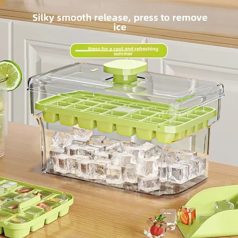 Press Ice Cube Tray Sealed Lid Food Grade Easy Demold Ice Mold Refrigerator Quick Release Ice Maker Box Home Use