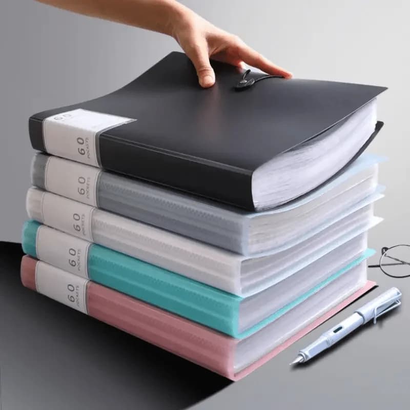 Durevole borsa per cartelle A4 a 60 tasche, alta trasparenza e impermeabile, ideale per documenti per esami e documenti in formato A4, perfetta per la casa