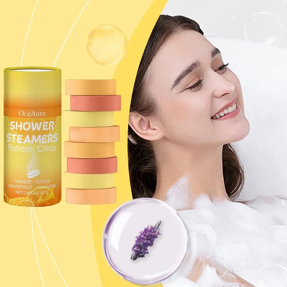 8 Pezzi di Pastiglie Effervescenti per Doccia Aromaterapiche, Idratanti e Detergenti per la Pelle, Profumate all'Arancia, Pompelmo e Lavanda, Regalo per Donne