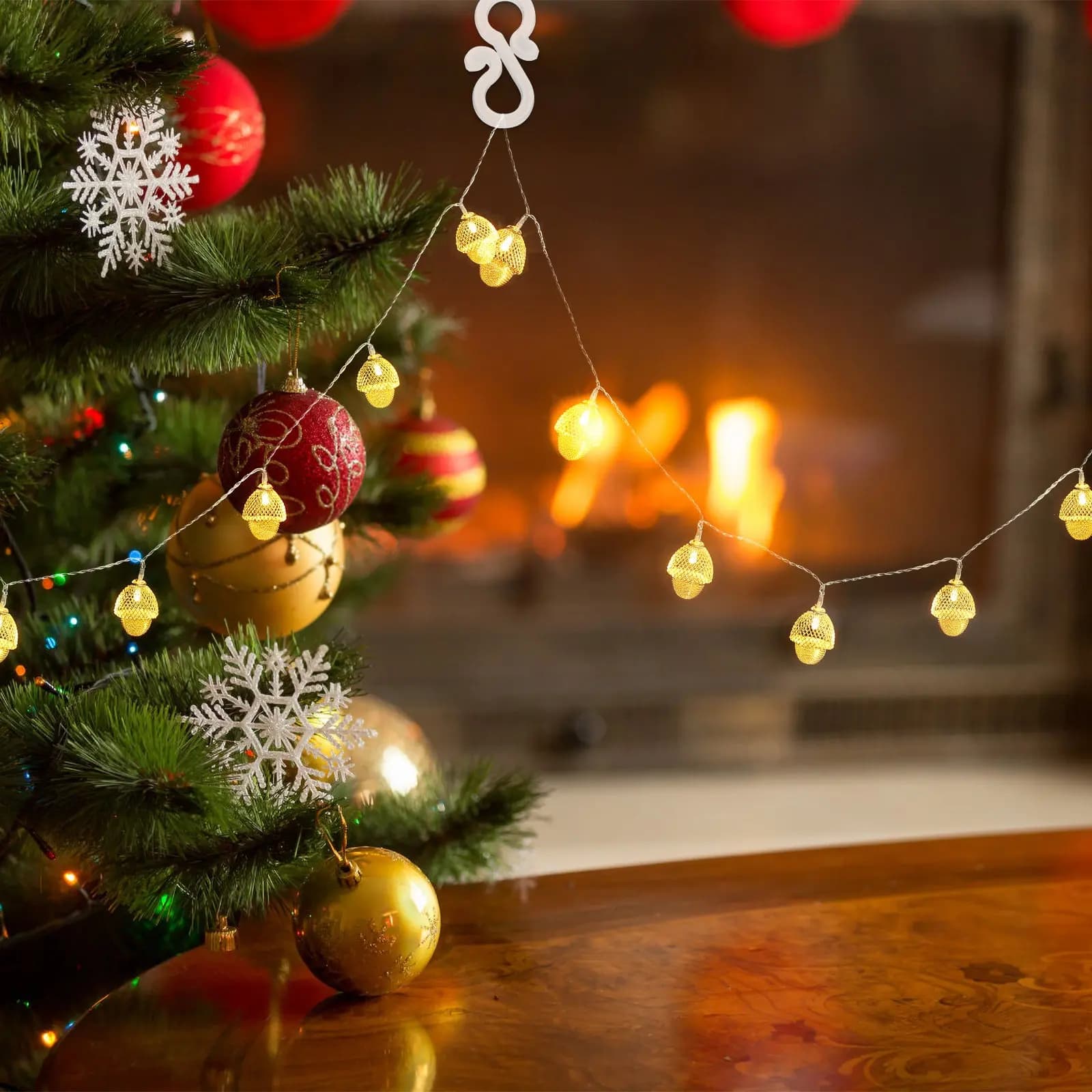 100 Pezzi Ganci per Luci Natalizie da Esterno, Ganci per Luci a Stringa, Grondaie, Travi, Finestre, Porte, Alberi - Decorazioni Natalizie Eleganti
