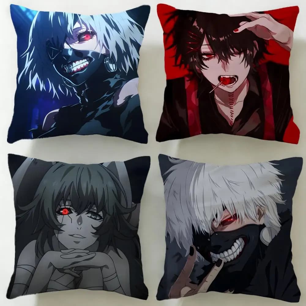 Federa per cuscino classica dell'anime Tokyo Ghoul, morbida e facile da lavare, versatile per divano, letto, viaggi e ufficio