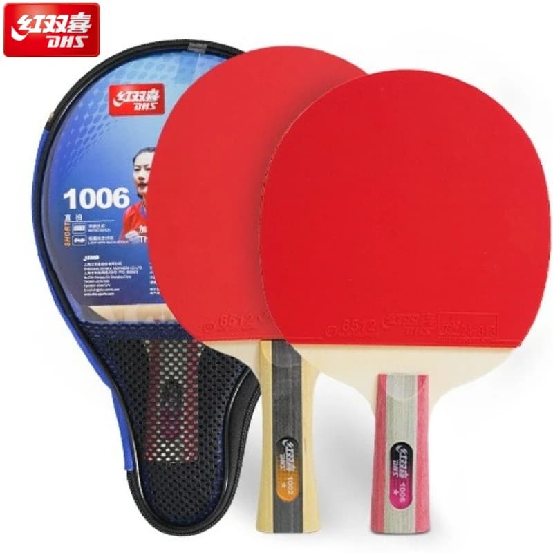 DHS Ping Pong Rack Ping-pong Mace One Star H1002 H1006 Non-slip Training Game H1002 H1006 Pure Wood Paddle Adhesive Rubber with Bag
