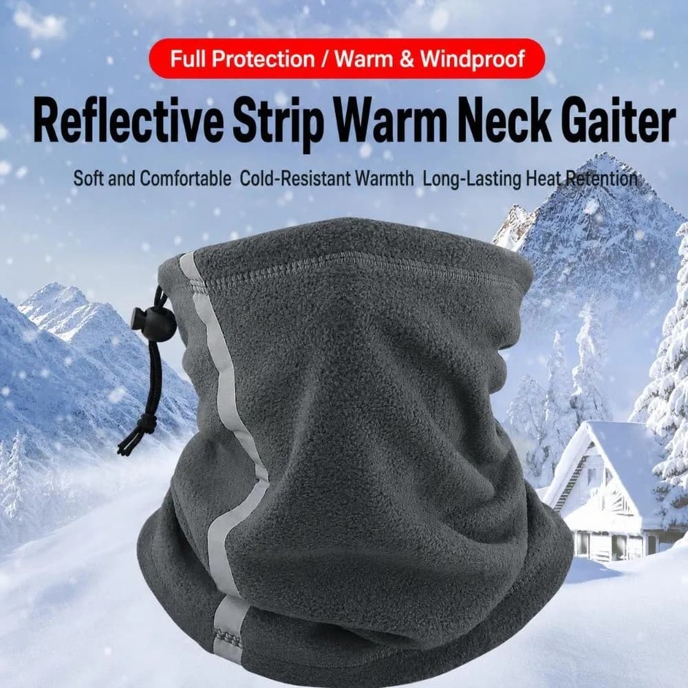 Polar Fleece Fleece Neck Gaiter Reflective Strip Adjustable Drawstring Winter Neck Warmer Cold Weather Protection