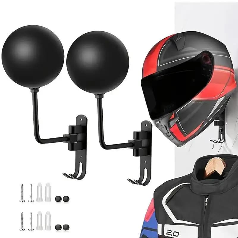 Supporto Multifunzionale per Casco 180 ° Gancio Girevole per Casco Moto, Accessorio da Parete per Appendere Cappelli e Giacche